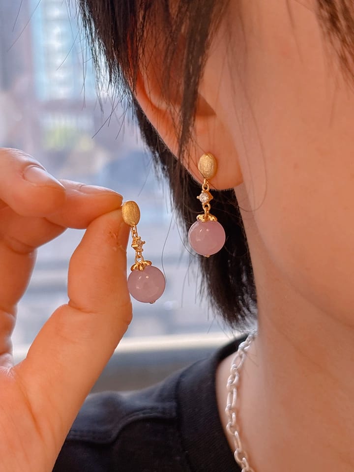 Customer photo review of Lilianne Kunzite Drop Earrings