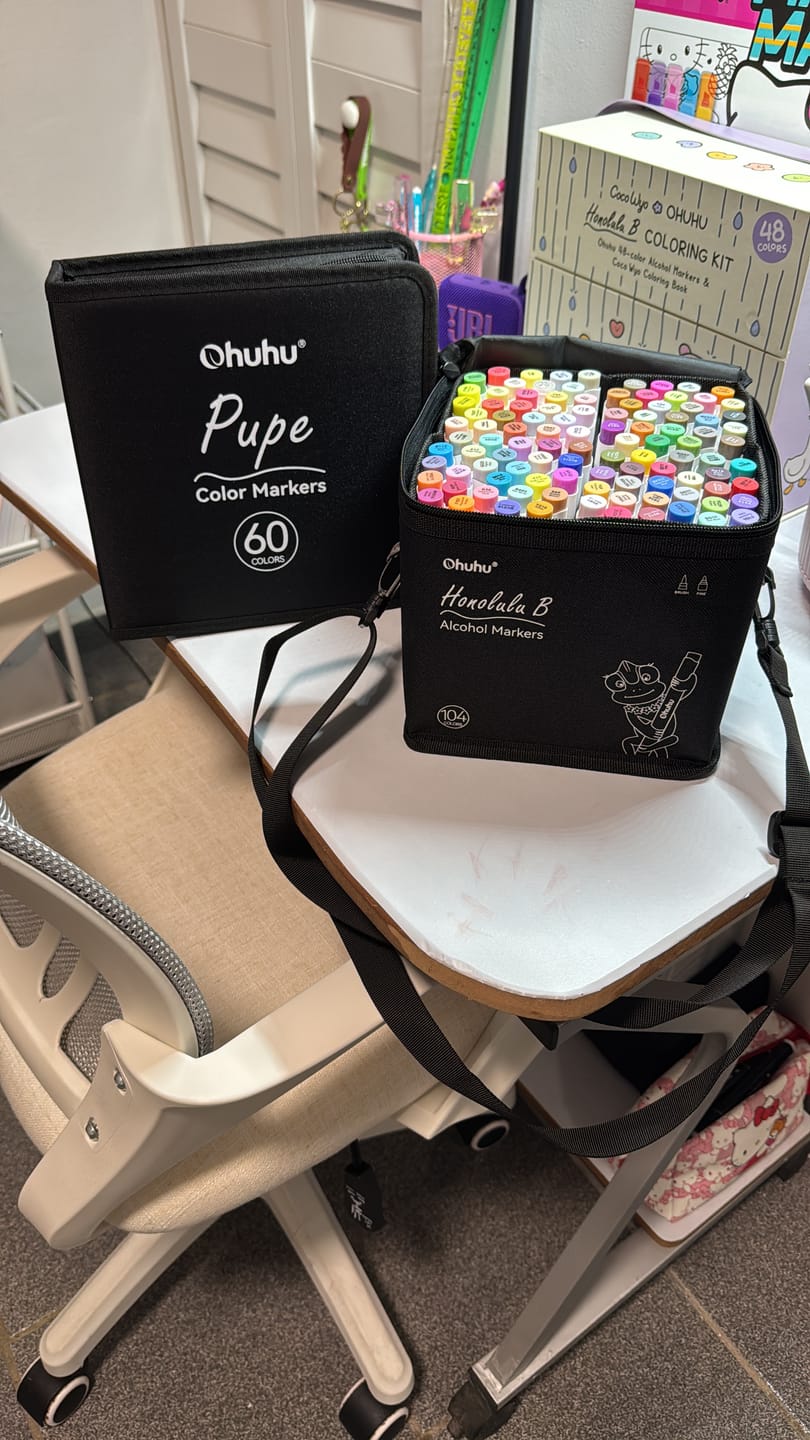 Customer photo review of Ohuhu Honolulu 104 Colors Dual Tips Alcohol Art Markers (New Color Codes)