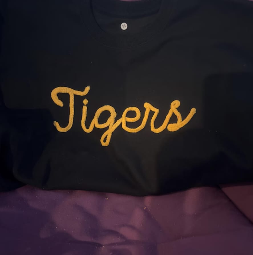 Customer photo review of Custom College Chenille Team Name Embroidered Sweatshirt | Gifts for Sports Mom