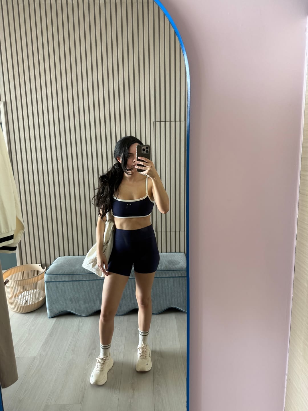 Customer photo review of The Micro Bra Navy & Cream