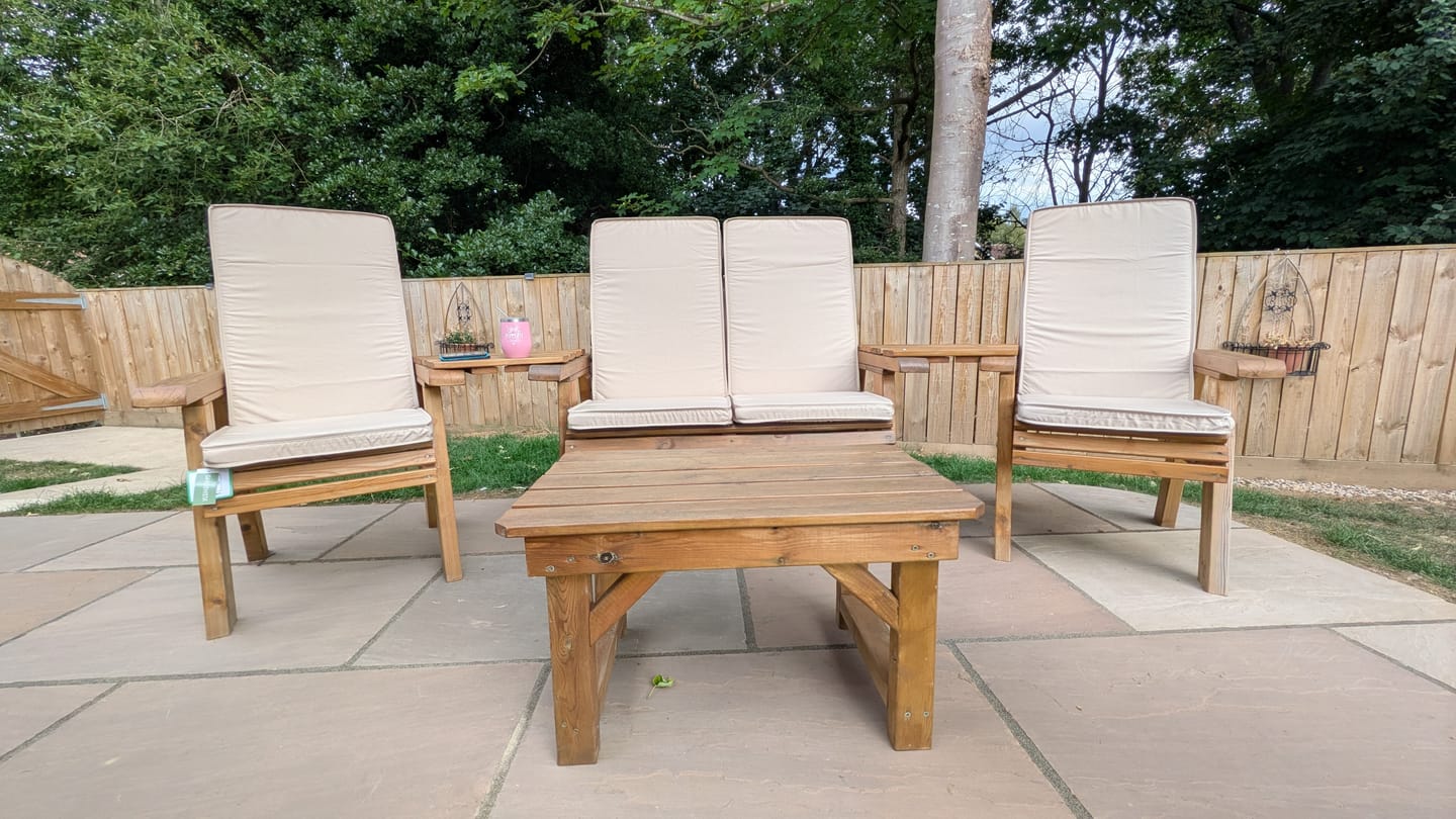 Customer photo review of Outdoor High back Chair Cushions Water Resistant Garden Seat Pad with Secure Ties & Elastic Band