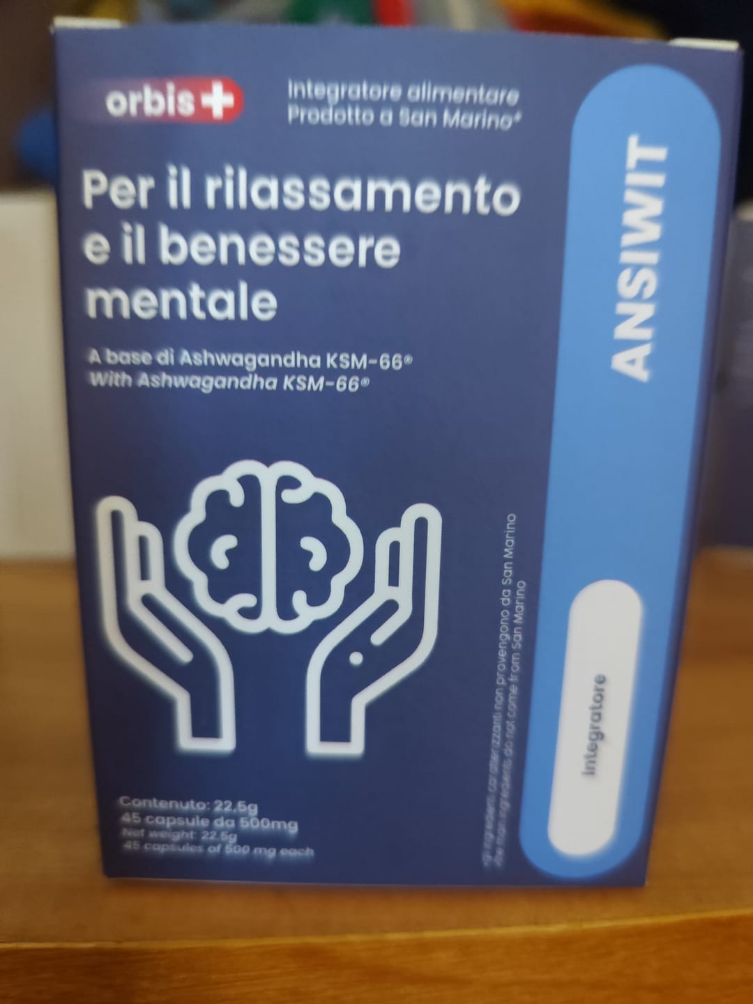 Kundrecension med bild av ANSIWIT – Ashwagandha KSM66®, Magnolia, Jujube (45 kapslar) – ”Ashwagandha KSM-66 har kliniskt testats för att sänka kortisolnivån.”