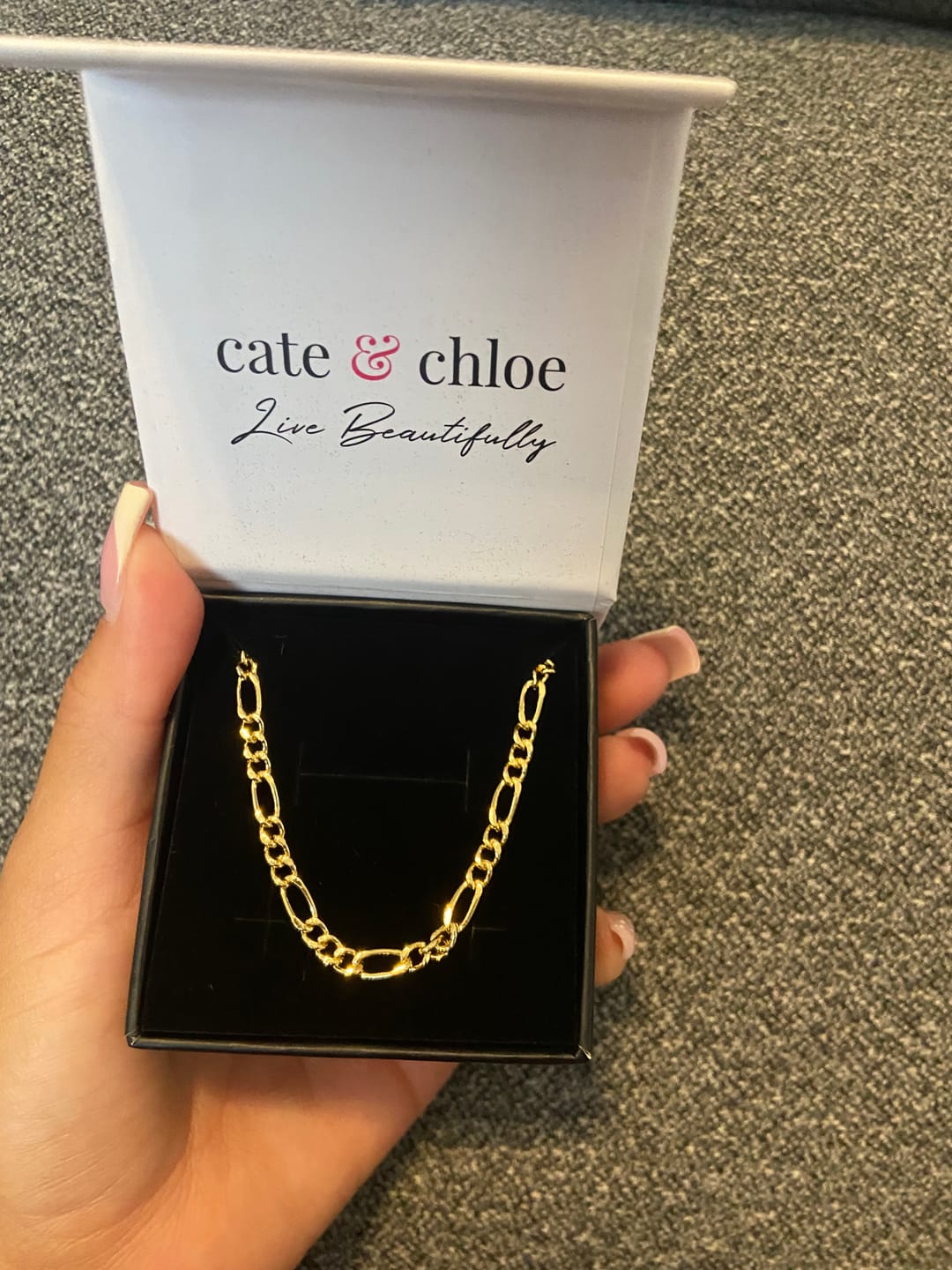 Customer photo review of Lainey 18k White Gold Plated Stacking Necklace Chain