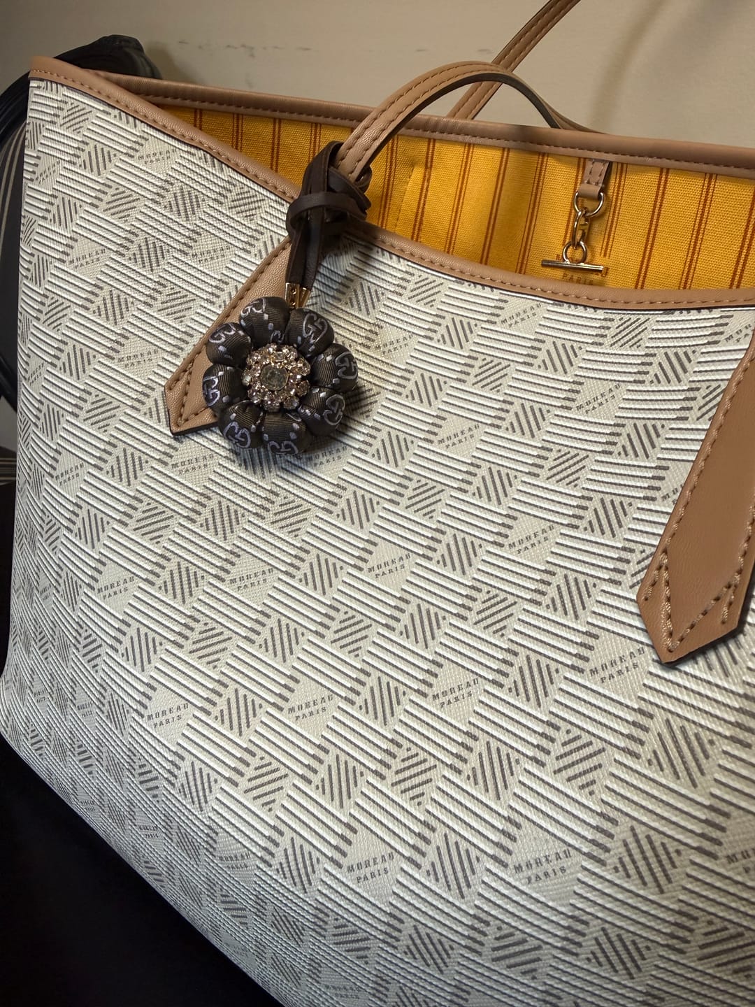 Customer photo review of GG Lilac Vintage Silk Necktie Bag Charm