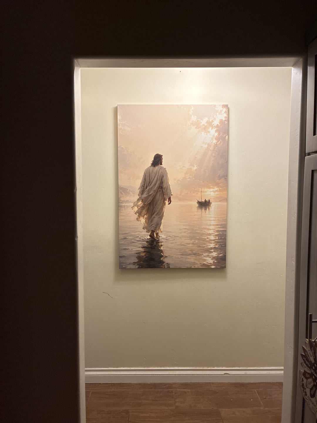 Customer photo review of Jesus Walking On Water – Matthew 14 – Christian Wall Art Canvas