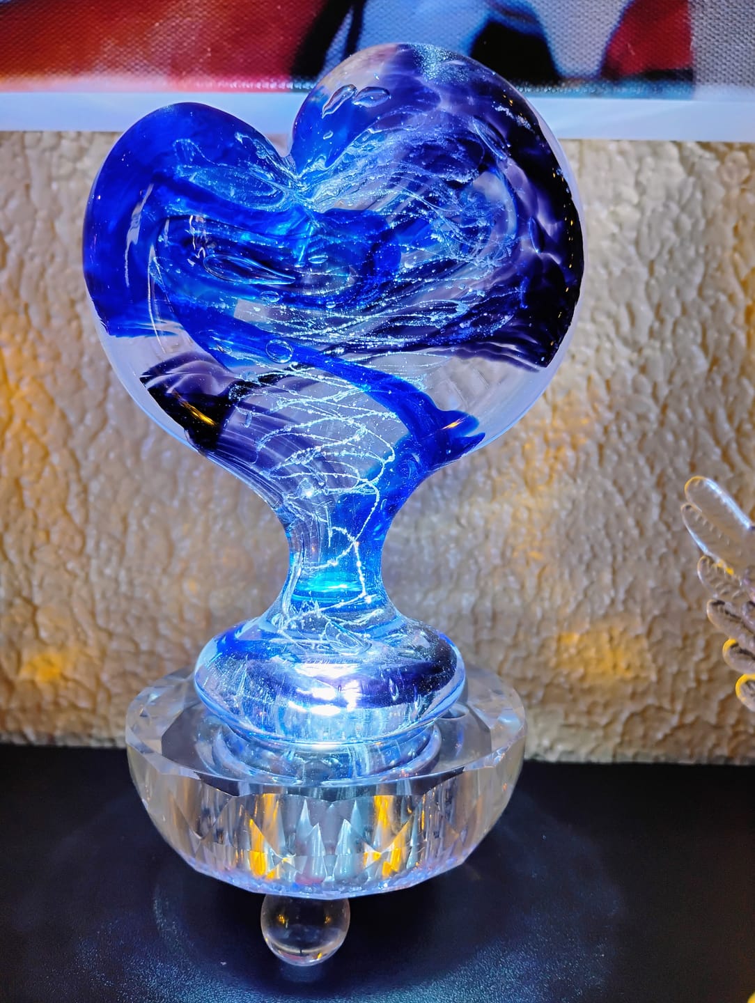 Customer photo review of Glass Heart with Cremation Ash - Standing