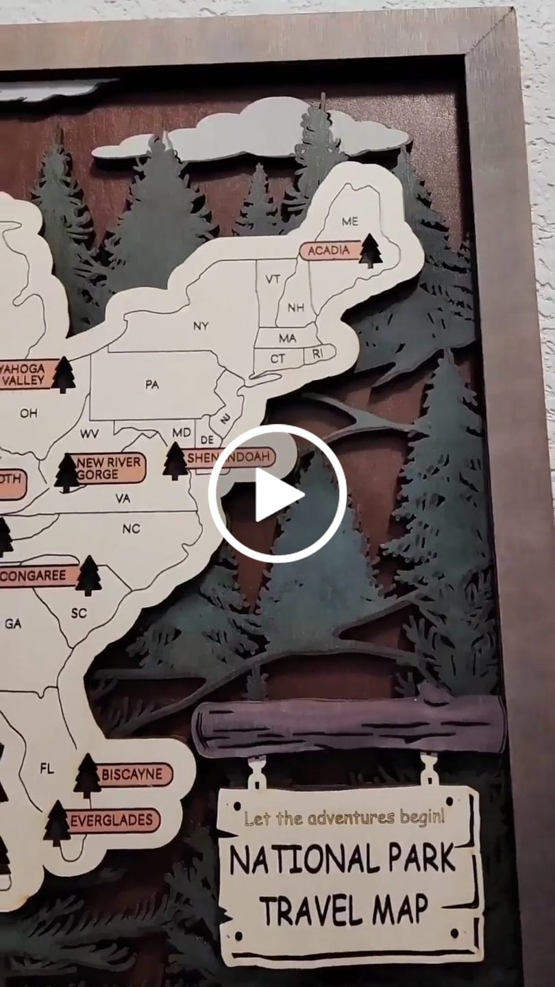 Customer video review of US 3D Wooden National Parks Travel Map With Trees To Record Park Visits (1 Design)