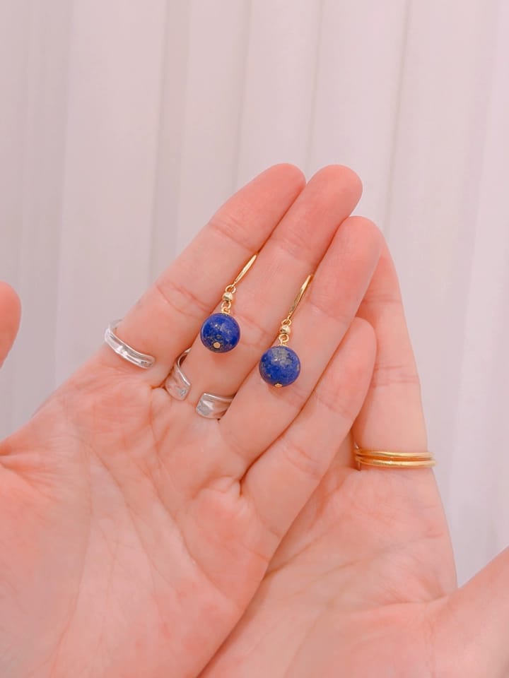 Customer photo review of Azurine Lapis Lazuli Hook Drop Earrings