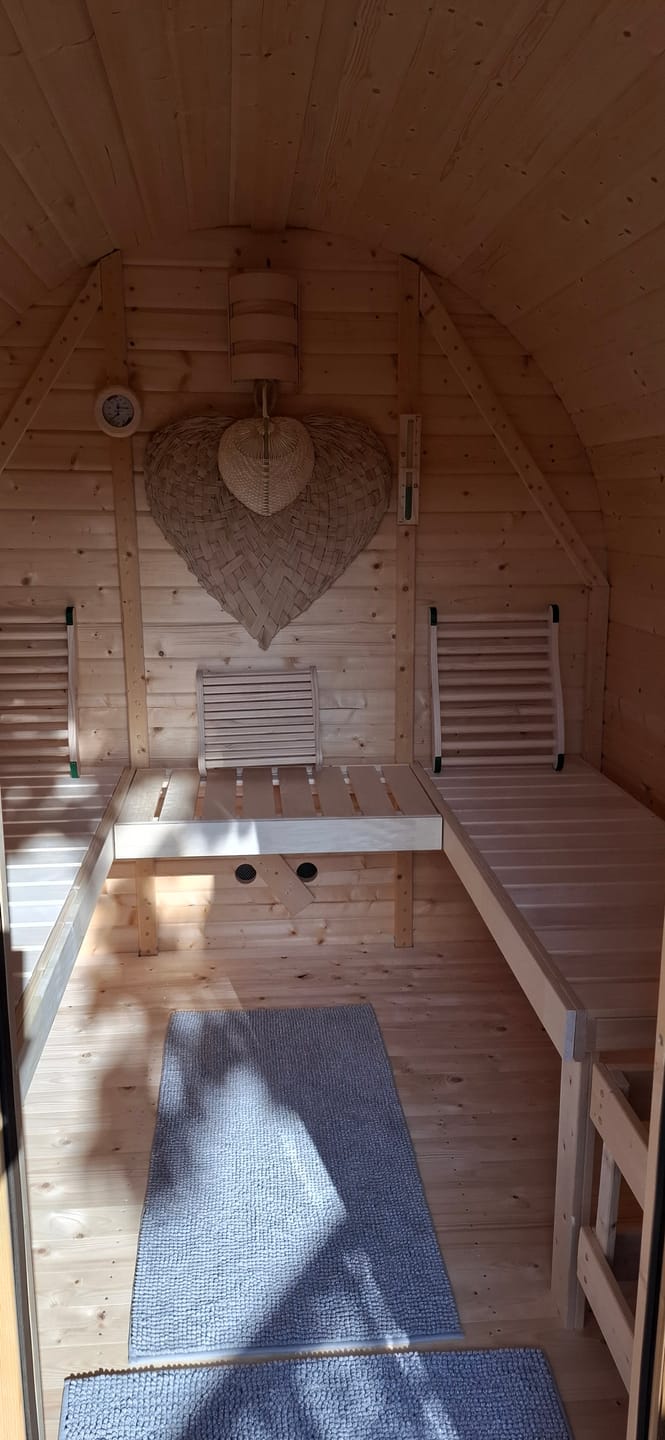 Customer photo review of Sauna Eimer Set (Eimer, Kelle, Sanduhr, Hygrometer Holz)