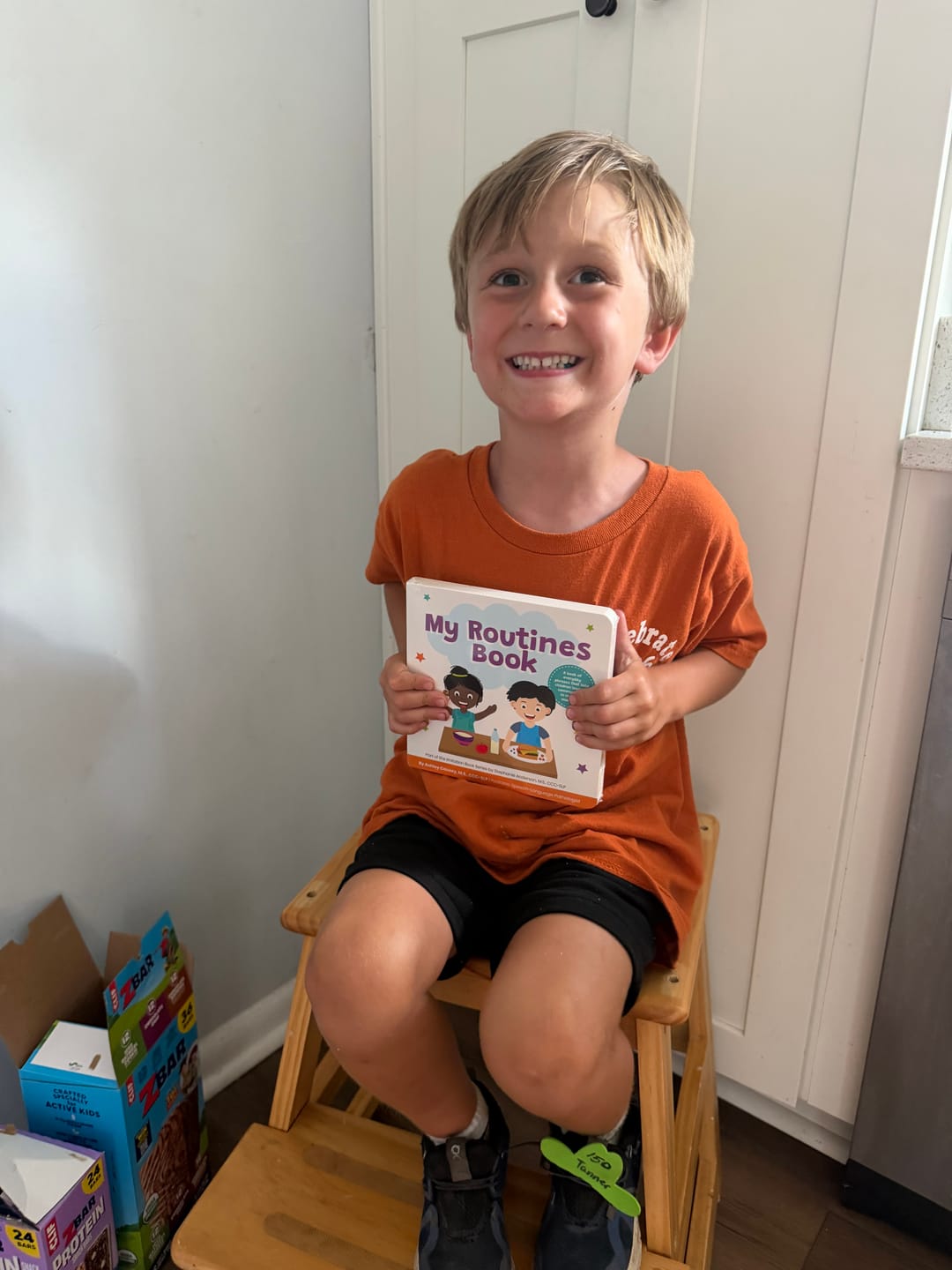Customer photo review of My Routines Book – Fun & Interactive At-Home Speech Therapy Board Book for Toddlers Ages 1-4 | Daily Routine Language for Late Talkers & Gestalt Language Processors | Written by a Pediatric Speech Therapist