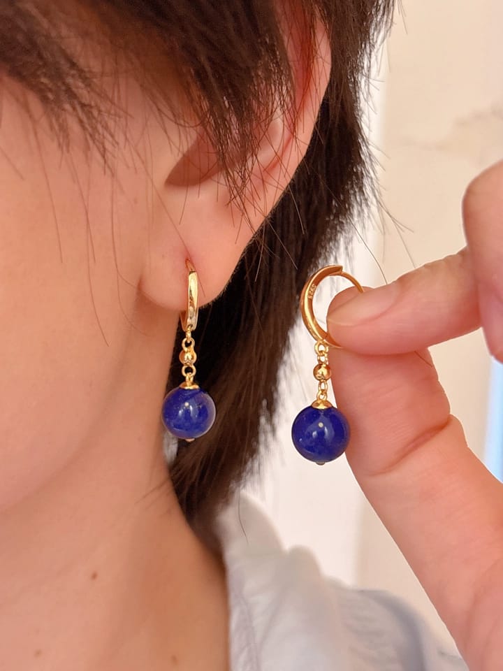 Customer photo review of Azurine Lapis Lazuli Drop Earrings