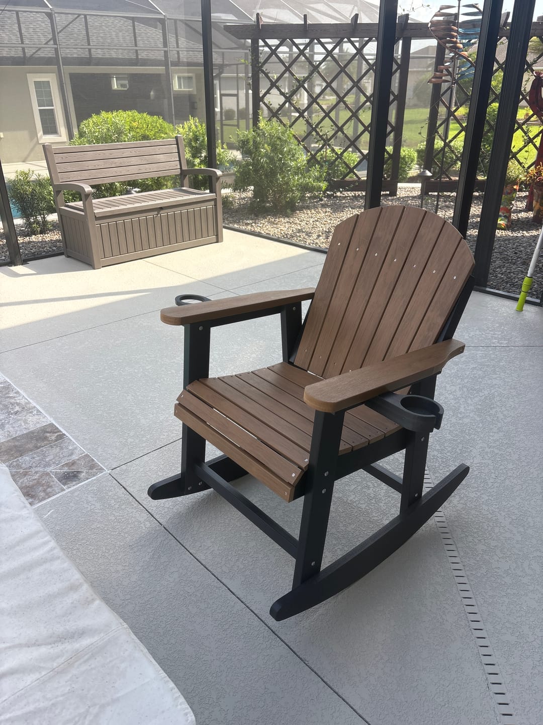 Customer photo review of Adirondack Porch Rocker With Wine & Cup Holders