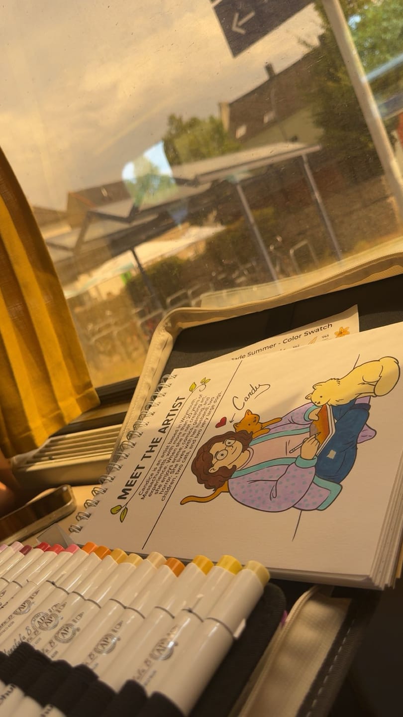 Customer photo review of Ohuhu x Jade Summer Alcohol Markers & Coloring Book Set, 47 Colors + 1 Colorless Blender, Honolulu B, Brush & Fine Dual Tips