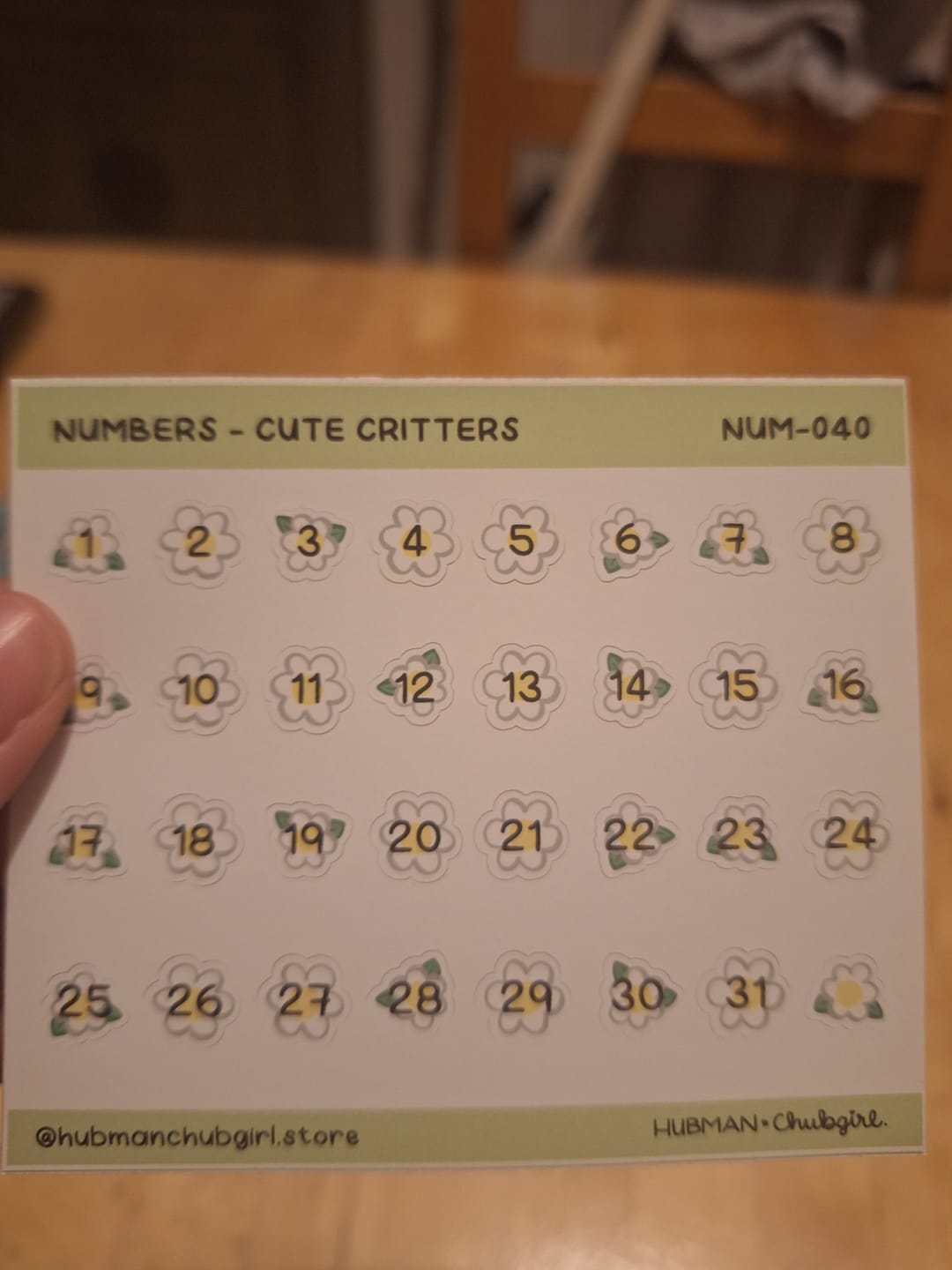 Customer photo review of Numbers - Cute Critters Planner Stickers