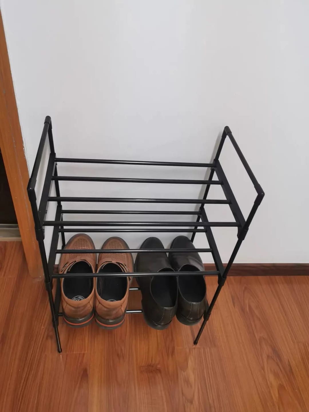 Customer photo review of Adjustable Multi-Tier Metal Shoe Rack for Entryway Storage