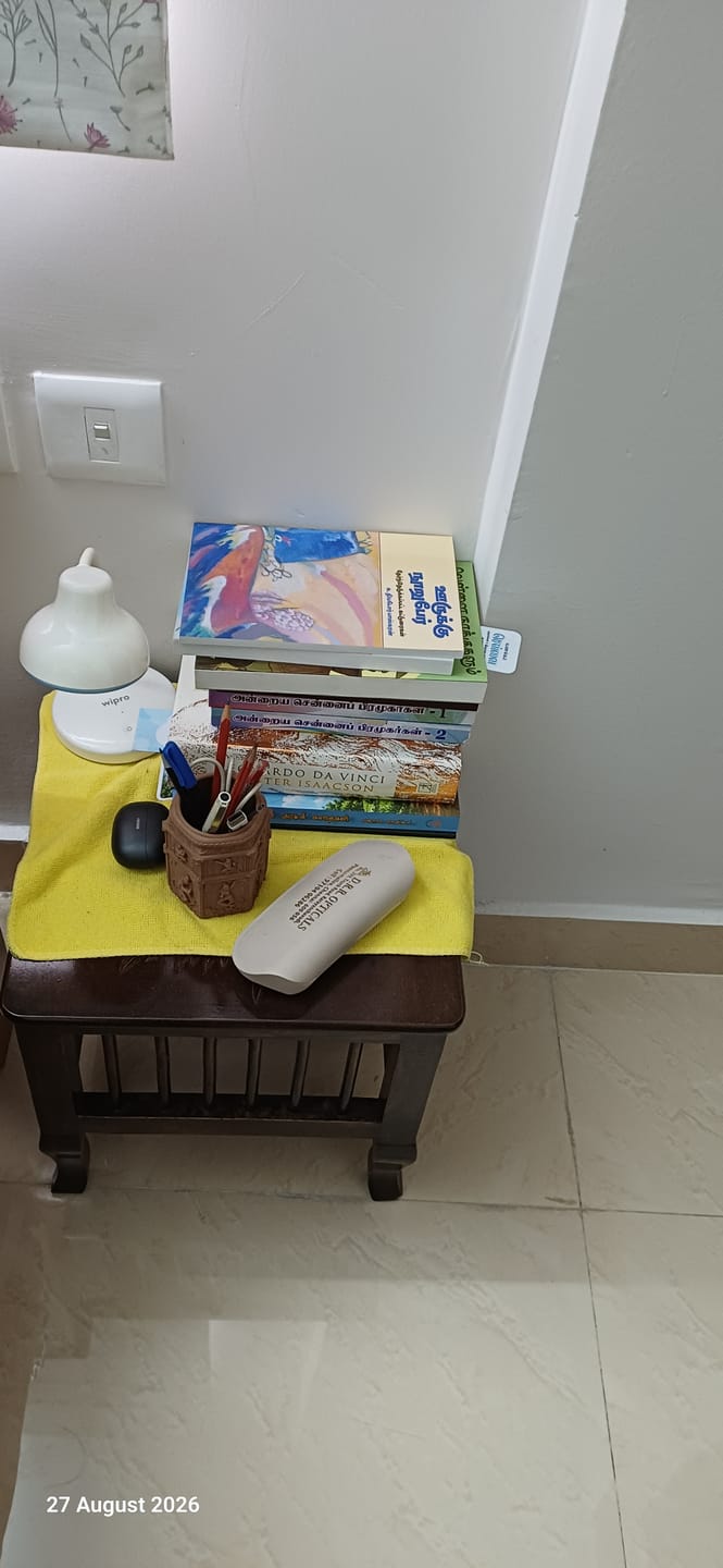 Customer photo review of Mango Wood Walnut Finish Handmade Carving Classic Side Table for Living Room