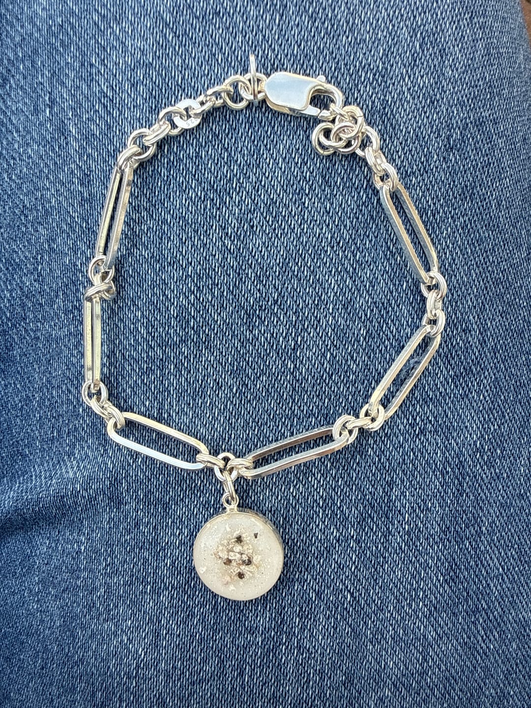 Customer photo review of Chunky Ashes Link Bracelet with Round Pendant