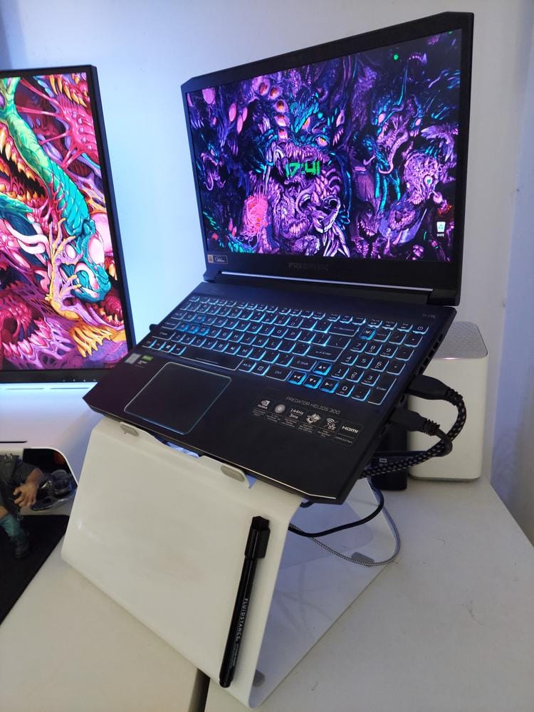 Customer photo review of Loft Laptop Stand | Desk Dry Erase Organizer & Riser Combo