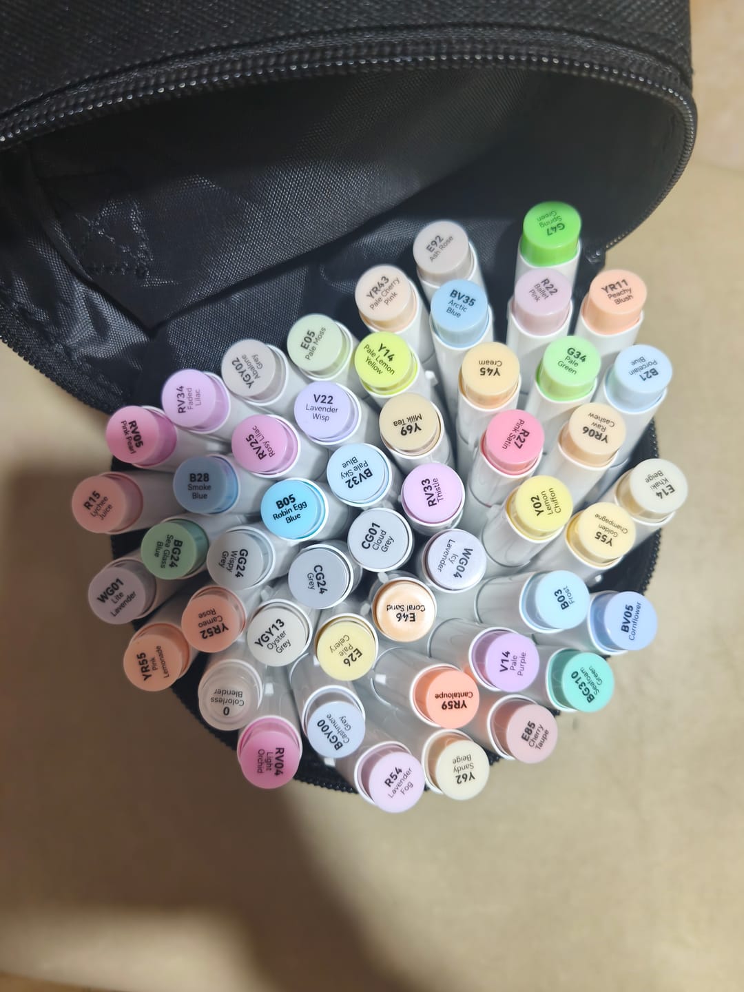 Customer photo review of Ohuhu Honolulu 48 Pastel Colors Dual Tips Alcohol Art Markers-Sweetness (New Color Codes)