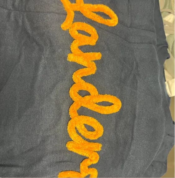 Customer photo review of Custom College Chenille Team Name Embroidered Sweatshirt | Gifts for Sports Mom