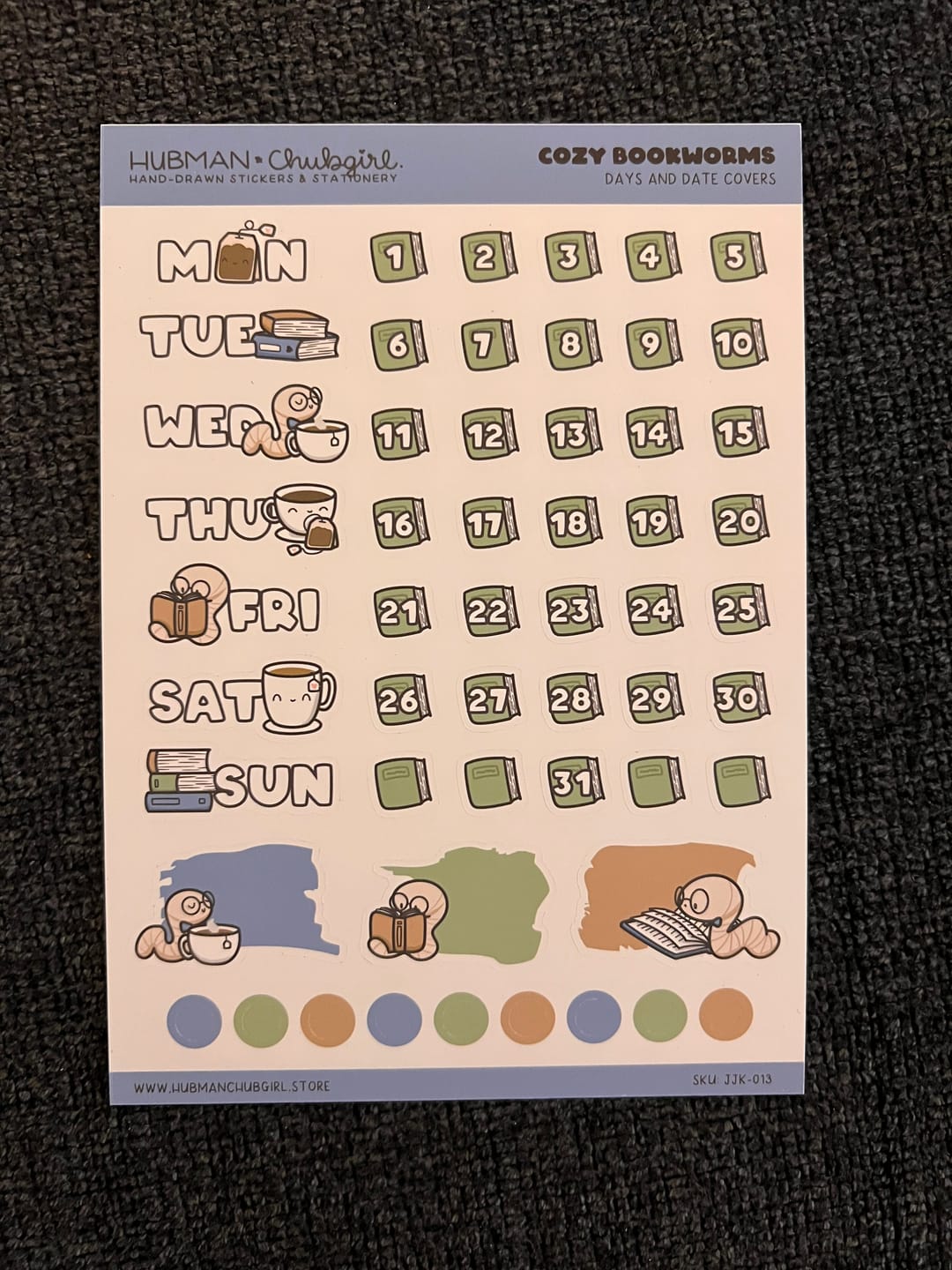Customer photo review of Cozy Bookworms Days and Date Covers