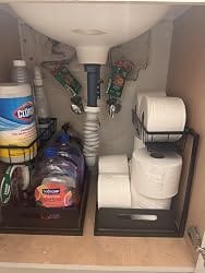 Customer photo review of 2-Tier Under Sink Organizer — Pull-Out Cabinet Drawer for Kitchen, 10.7"W Black Steel