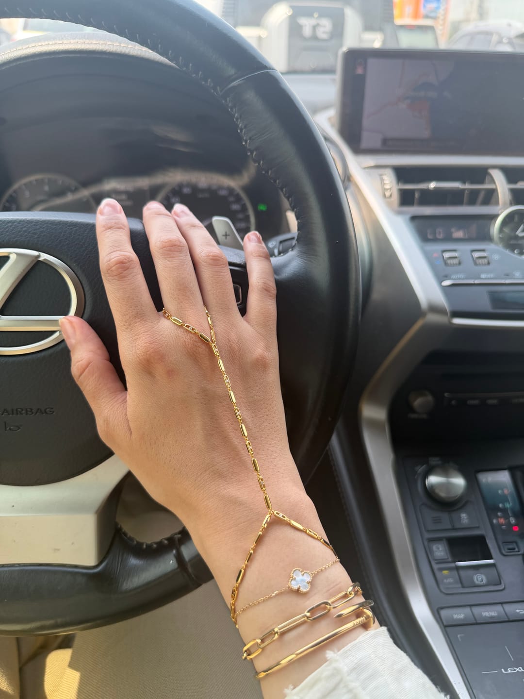Customer photo review of Toulouse Gold Hand Chain
