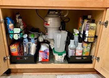 Customer photo review of 2-Tier Under Sink Organizer — Pull-Out Cabinet Drawer for Kitchen, 10.7"W Black Steel