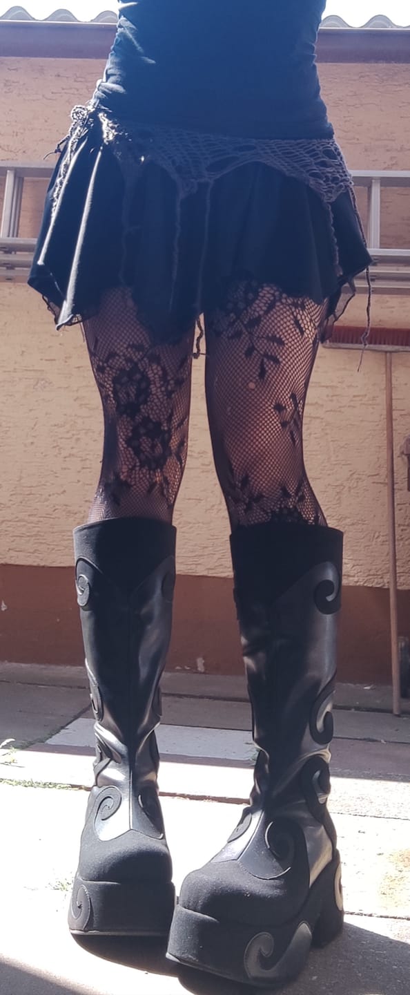 Customer photo review of 𖦹— Whimsygoth Platform Boots | Gothic Knee High Boots | Across The Sea