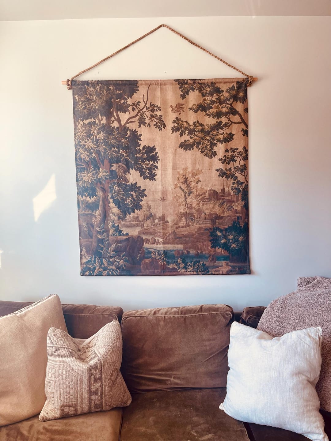 Customer photo review of Golden tapestry linen wall hanging