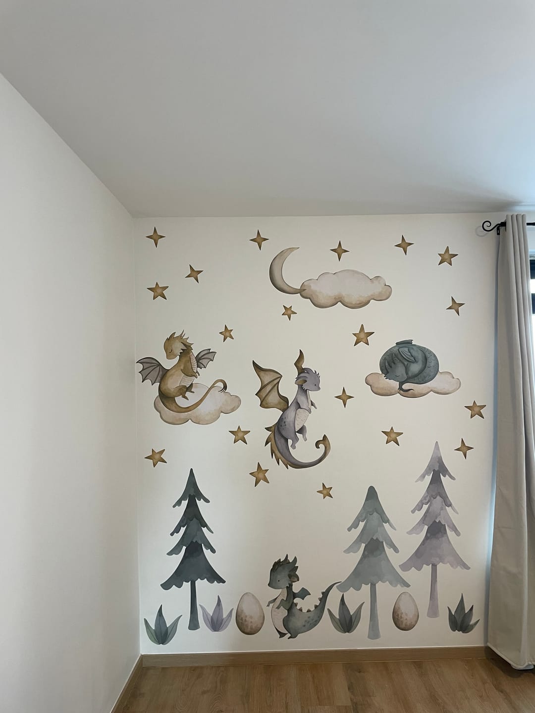 Customer photo review of Cute Dragons Wall Decals