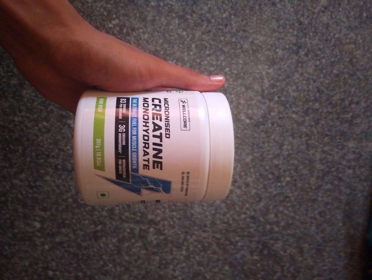 Customer photo review of Wellcore - Micronised Creatine Monohydrate (83 Servings, Kiwi Kick) + Premium Steel Shaker