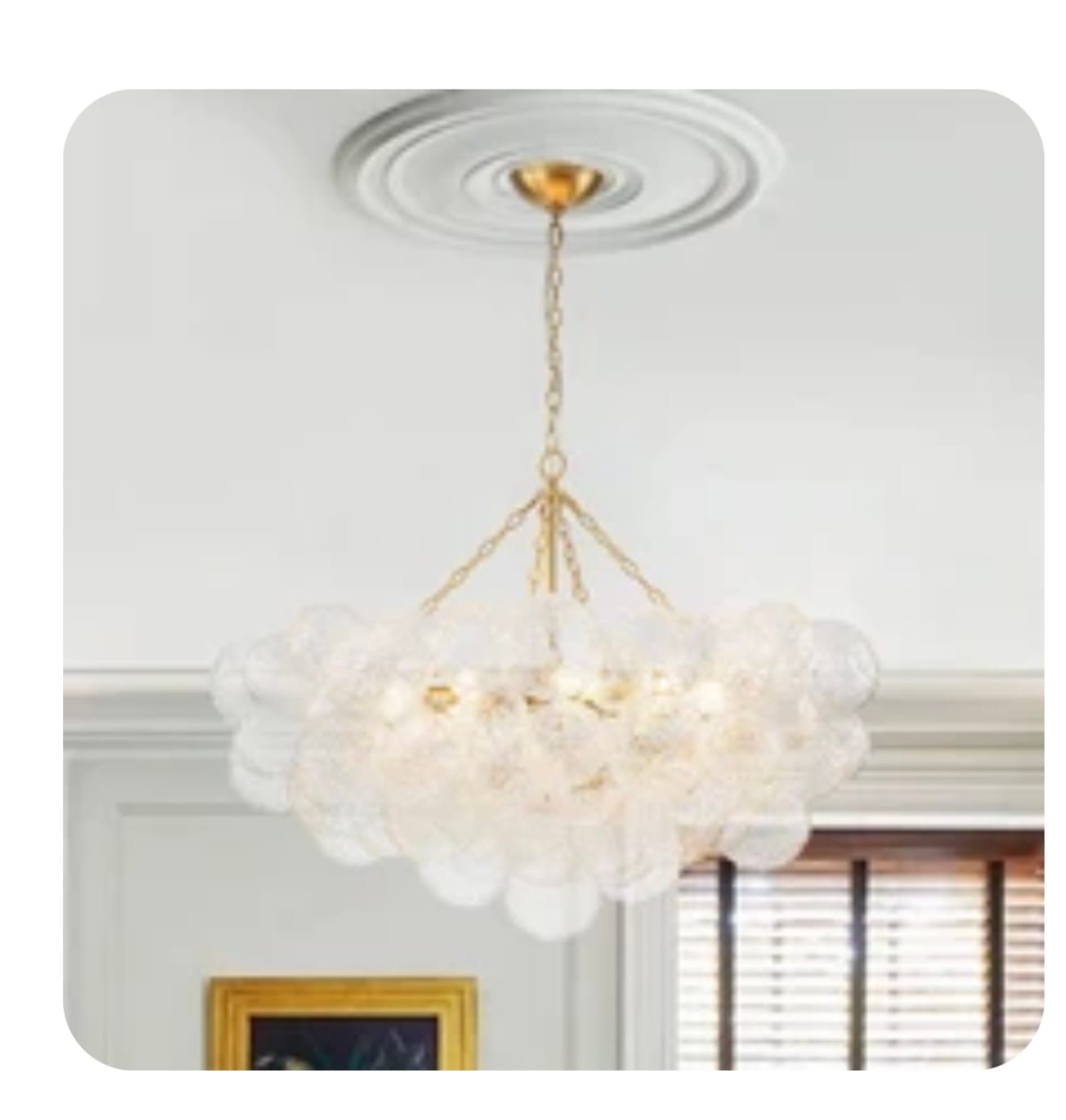 Customer photo review of Luxe Large Cluster Rippled Glass Globe Round Bubble Chandelier