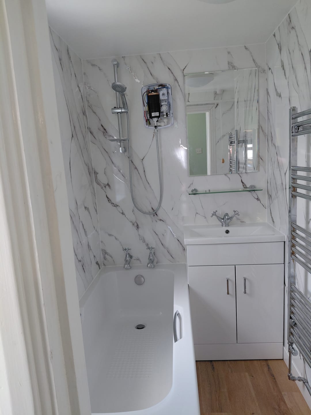 Customer photo review of 10mm Silvara Marble Gloss Shower Panel 1M x 2.4M