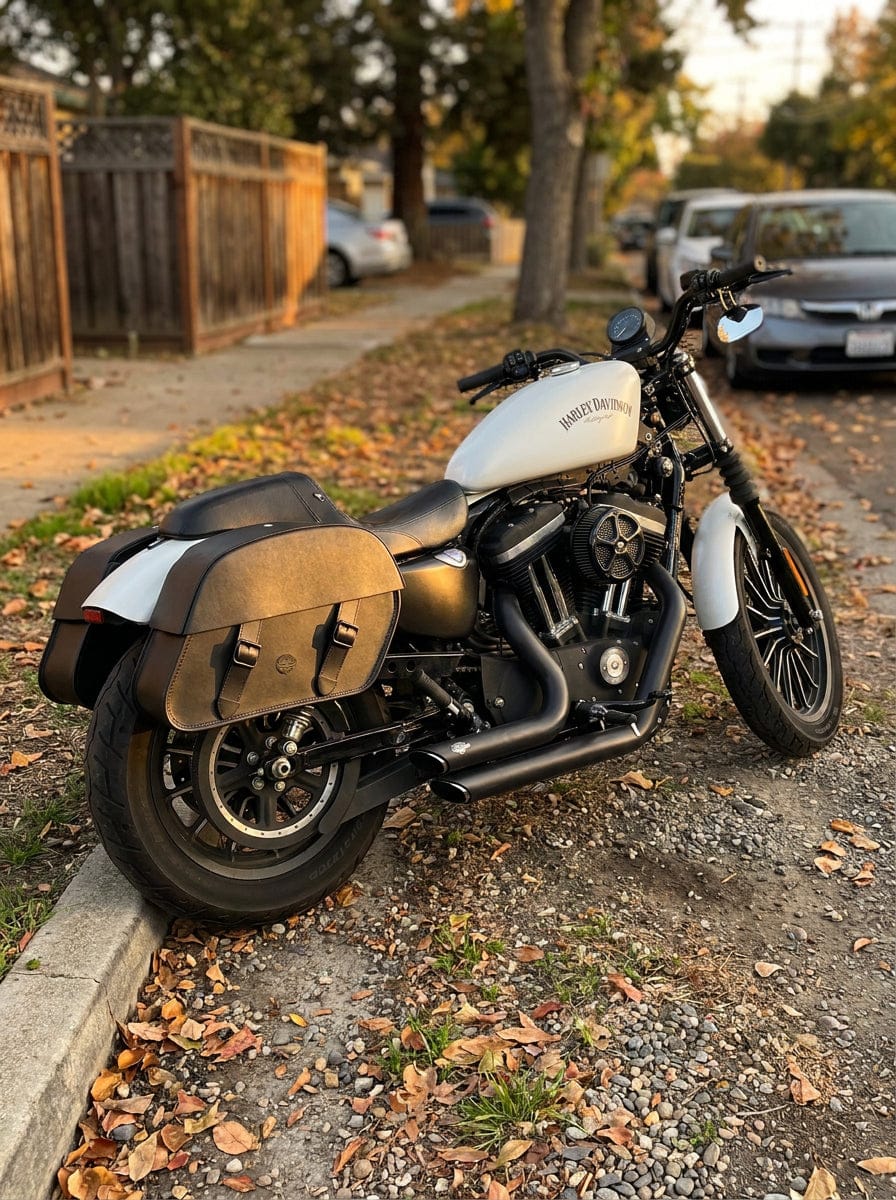Customer photo review of 32L - Baelor Large Hard Mount Shock Cutout Saddlebags for Harley Sportster 883 Iron XL883N