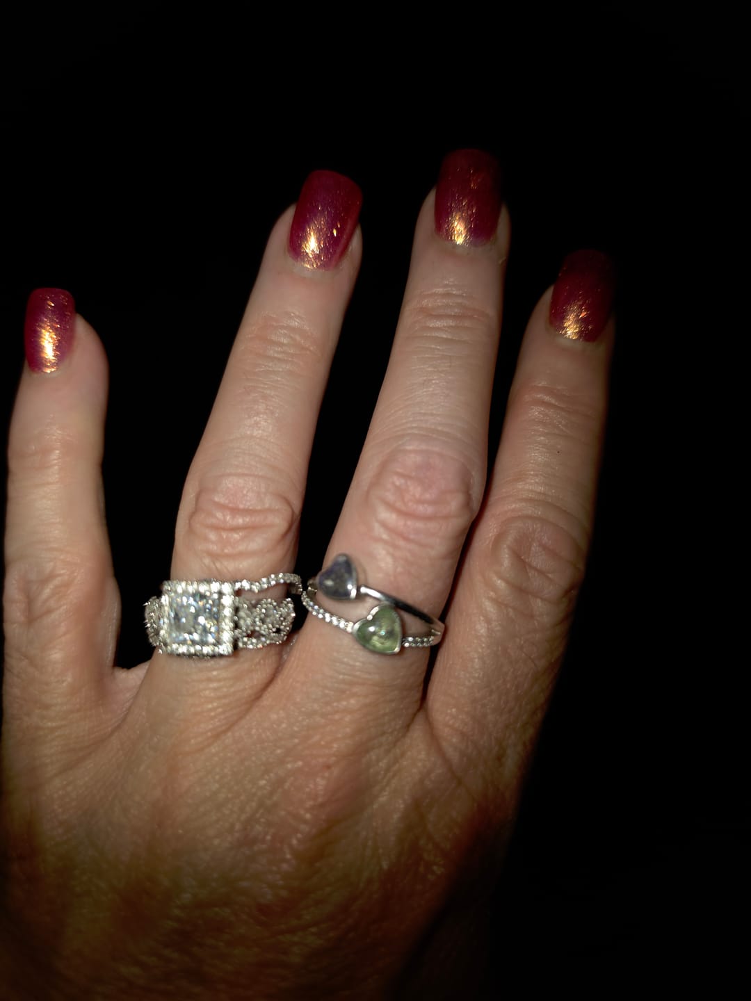 Customer photo review of Double Heart Cremation Ring