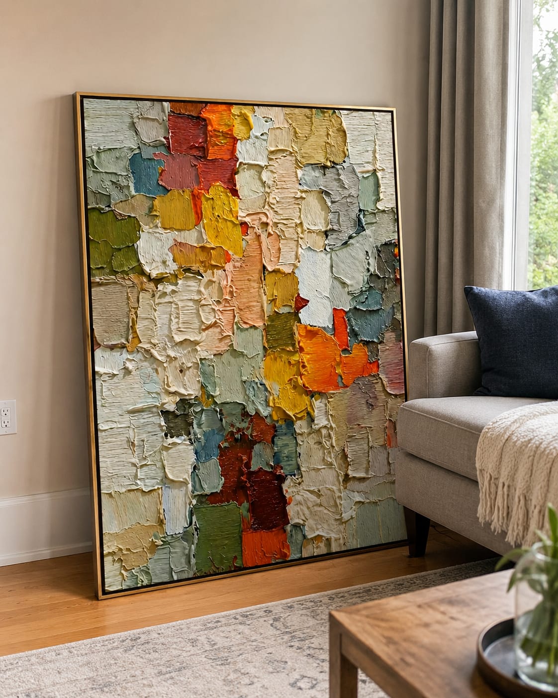 Customer photo review of Mosaic Rhythm-Color Block Textured Abstract Painting