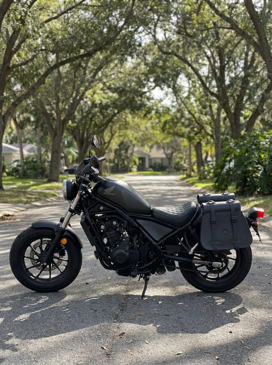 Customer photo review of 30L - SpiritBlade Roll-Top Large Honda Rebel 1100 CMX1100 Motorcycle Leather Saddlebags