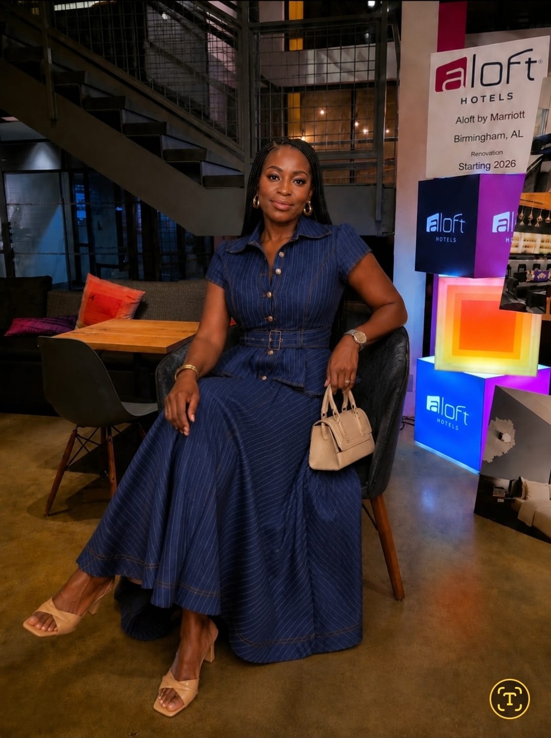 Customer photo review of Grace Denim Pinstripe Dress