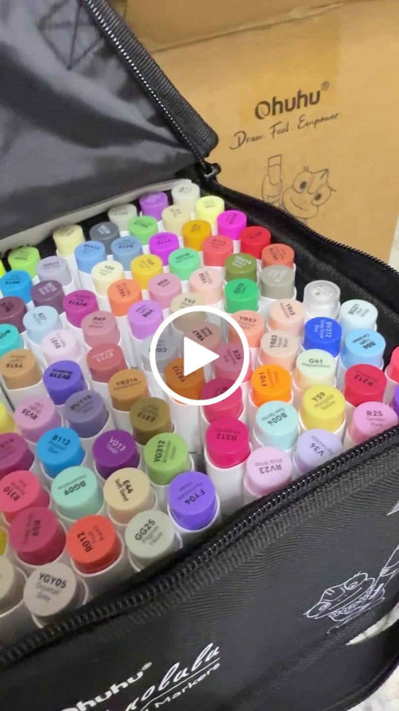 Customer video review of Ohuhu Honolulu 104 Colors Dual Tips Alcohol Art Markers (New Color Codes)