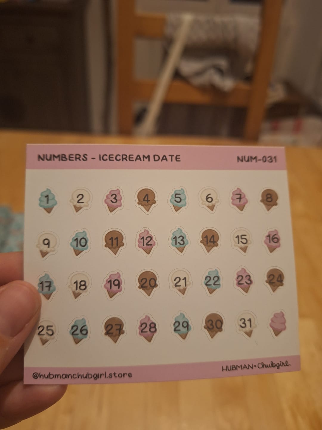 Customer photo review of Numbers - Icecream Date Planner Stickers