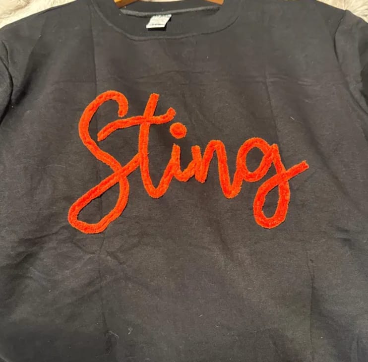 Customer photo review of Custom College Chenille Team Name Embroidered Sweatshirt | Gifts for Sports Mom