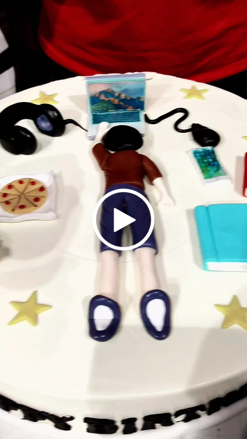 Customer video review of Lazy Laptop Lover Custom Cake