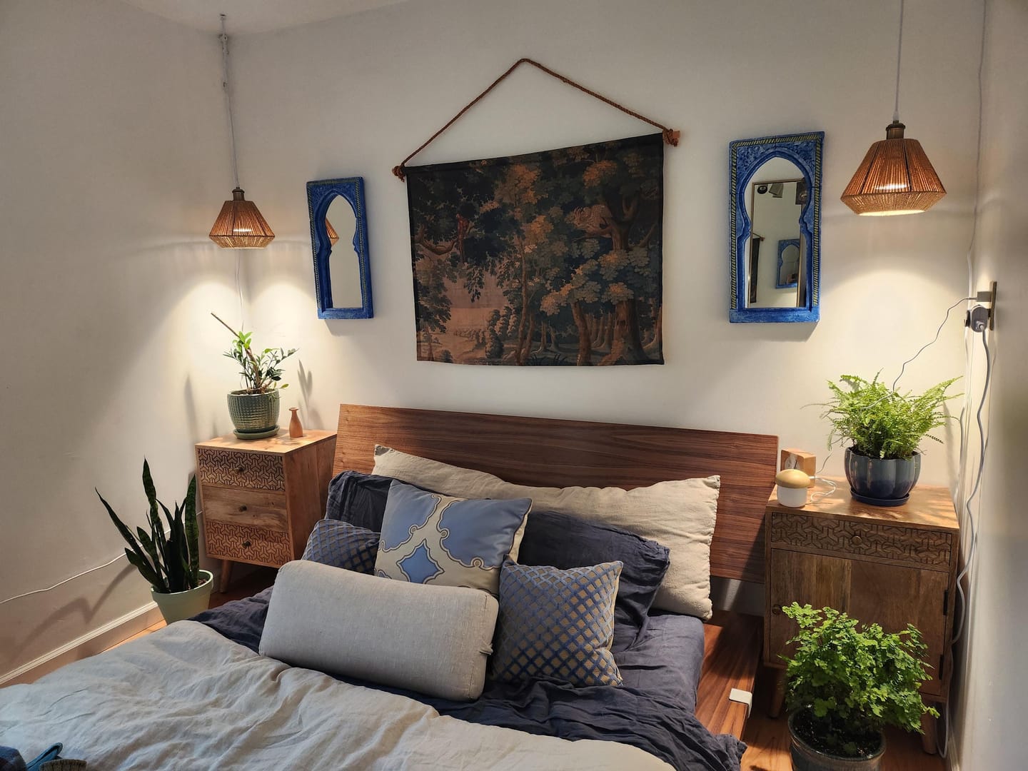 Customer photo review of Blue tapestry linen wall hanging
