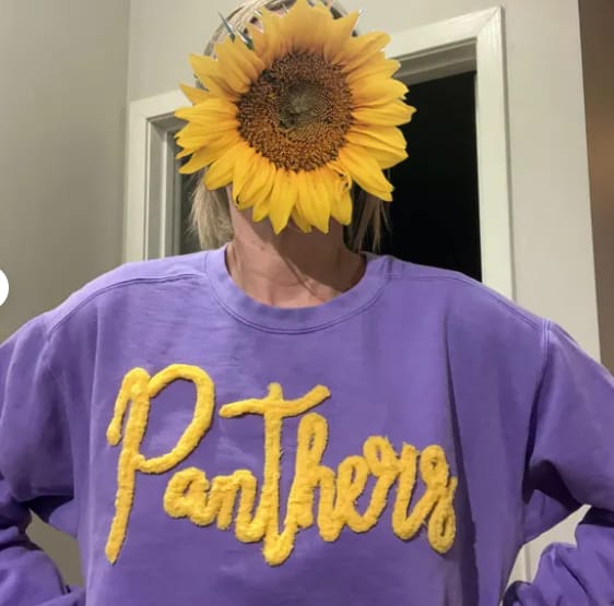 Customer photo review of Custom College Chenille Team Name Embroidered Sweatshirt | Gifts for Sports Mom