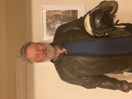 Customer photo review of 'ol Bobber' | Classic Leather Motorbike Jacket | Distressed Charcoal Brown Full Grain Leather