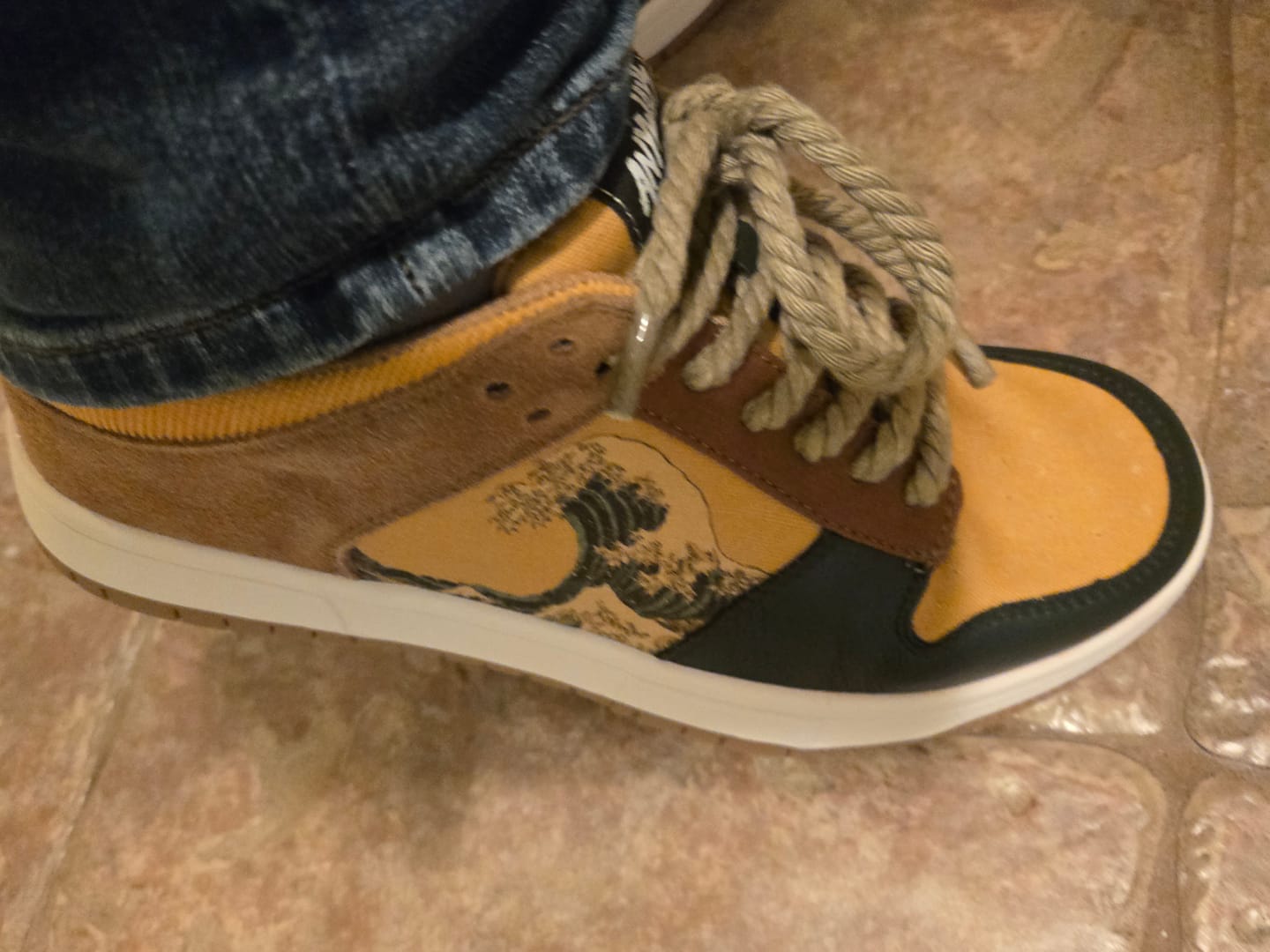 Customer photo review of The great wave off Kanagawa inspired sneakers