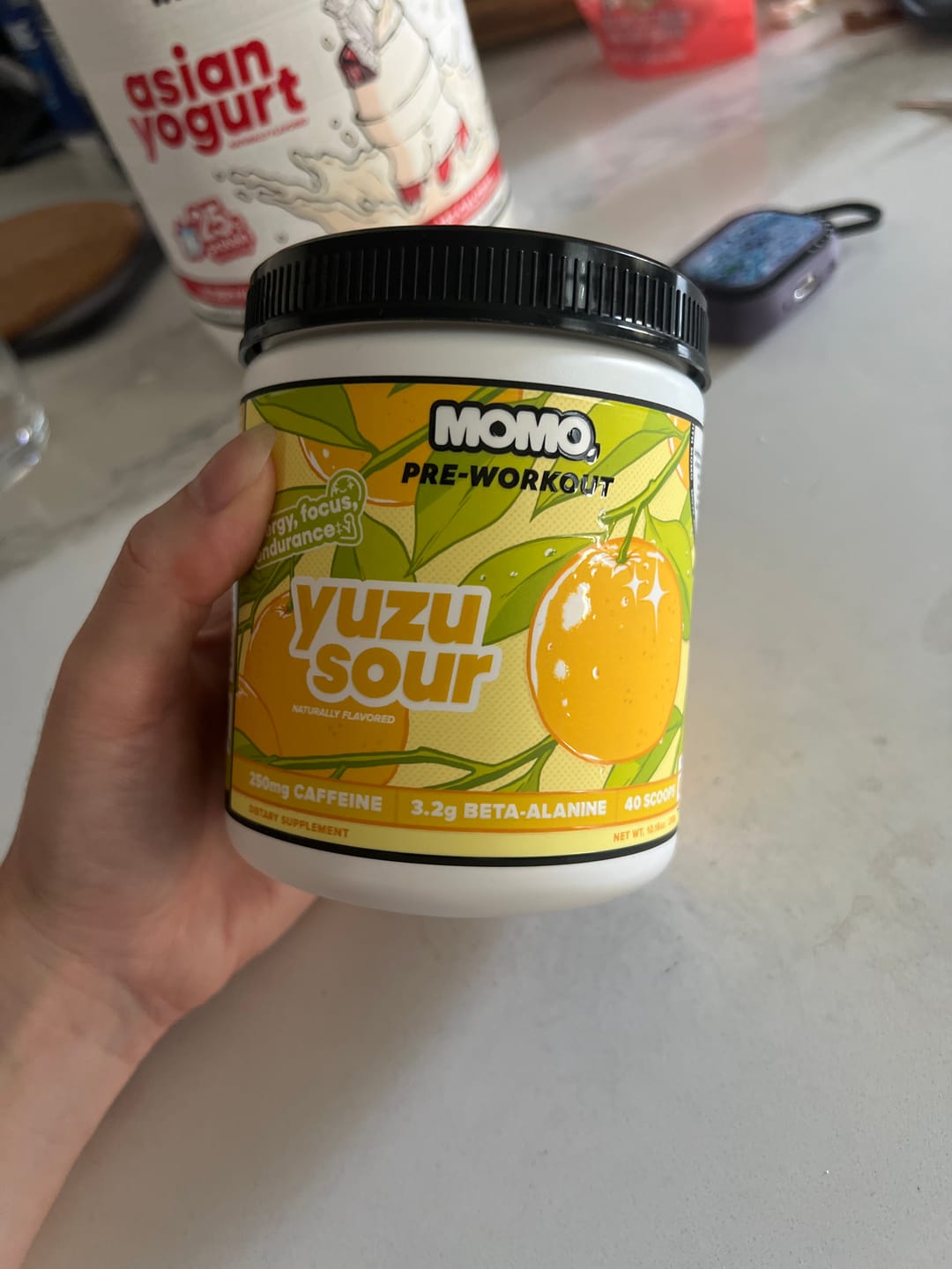 Customer photo review of MOMO® Pre-Workout | Yuzu Sour | 40 Scoops