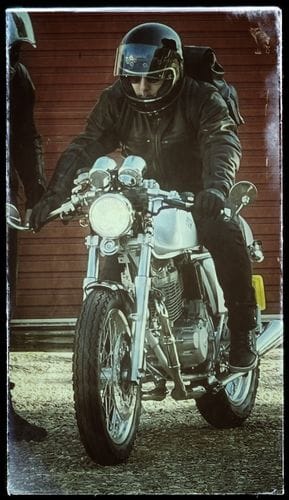 Customer photo review of 'ol Bobber' | Classic Leather Motorbike Jacket | Distressed Charcoal Brown Full Grain Leather