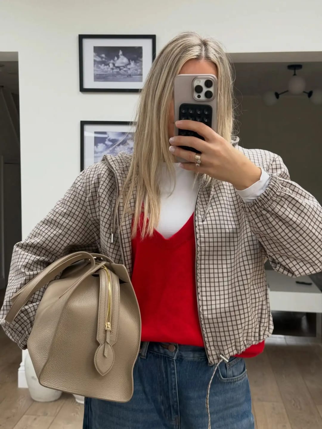 Customer photo review of Daniela Plaid Hooded Cropped Jacket